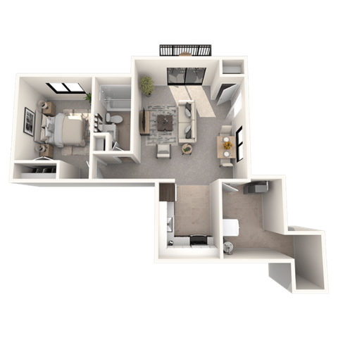 1 bedroom apartment in Novi, MI | Floor plan at River Oaks West Apartments in Novi, MI 48375